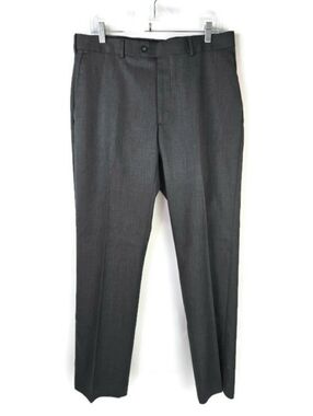 Perry Ellis Portfolio Travel Luxe Charcoal Gray Straight Dress Pants Mens 34x32
